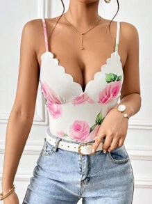 SHEIN Privé 印花貝殼邊吊帶上衣