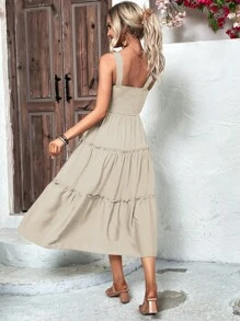 SHEIN Clasi Ruffle Hem Cami Dress - Apricot - View 2