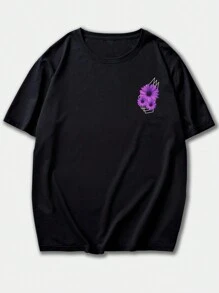 ROMWE MEN Street Life Áo thun nam Slogan Graphic Y2k, Trường học - màu đen - Xem 2