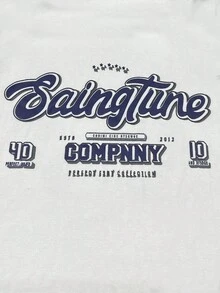 Camiseta crop en contraste de manga raglán con estampado de letra - Blanco - Ver 5