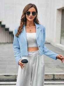 SHEIN BIZwear 西裝領單釦短版西裝工作服