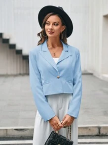 SHEIN BIZwear 西裝領單釦短版西裝工作服