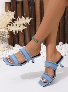 Women's Fashionable Blue High Heel Sandals - Baby Blue - View 1