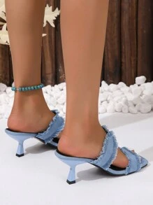 Women's Fashionable Blue High Heel Sandals - Baby Blue - View 2