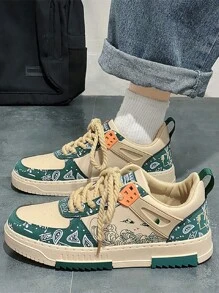 Men's Stylish Printed Pattern Color-block Sneakers - Multicolor - View 2