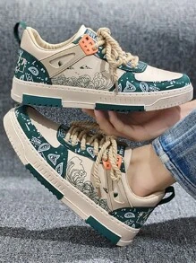 Men's Stylish Printed Pattern Color-block Sneakers - Multicolor - View 3