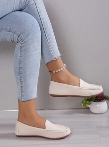 Loafers Women's Spring New Low Vamp Flat With Slip-On Women's Shoes - Beige - View 2