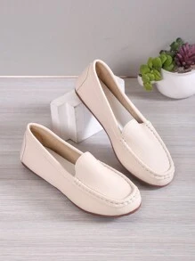 Loafers Women's Spring New Low Vamp Flat With Slip-On Women's Shoes - Beige - View 4
