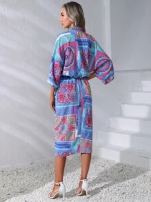 GENKIRA Đầm Chia Chắp vá Bộ lạc Boho - Nhiều màu - Xem 3