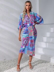 GENKIRA Đầm Chia Chắp vá Bộ lạc Boho - Nhiều màu - Xem 4