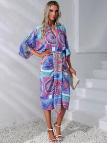 GENKIRA Đầm Chia Chắp vá Bộ lạc Boho - Nhiều màu - Xem 5