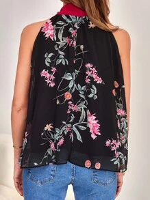 Boho Bloemen Blouse Knoop Vooraan