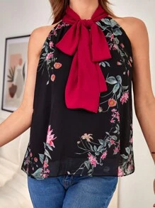 Boho Bloemen Blouse Knoop Vooraan