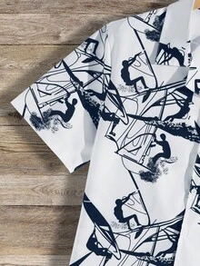 Manfinity RSRT Men Figure Graphic Shirt & Shorts - Black - View 4