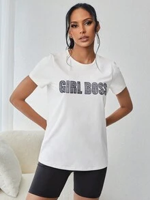 Cottnline Letter Graphic Tee - White - View 5