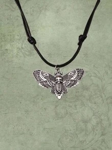 ROMWE Fairycore 1pc Fashion Iron Alloy Butterfly & Skull Decor Necklace For Women For Daily Decoration - Bạc - Xem 1