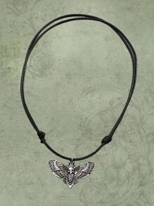 ROMWE Fairycore 1pc Fashion Iron Alloy Butterfly & Skull Decor Necklace For Women For Daily Decoration - Bạc - Xem 2