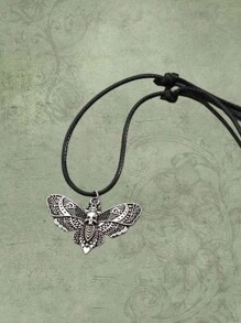 ROMWE Fairycore 1pc Fashion Iron Alloy Butterfly & Skull Decor Necklace For Women For Daily Decoration - Bạc - Xem 4