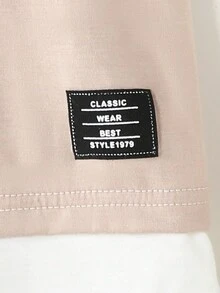 SHEIN Baby Letter Patched Detail 2 In 1 Tee - Khaki - View 6