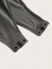 SHEIN ICON Plus Letter Embroidery Tank Bodysuit - Dark Grey - View 3