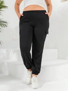 EURMUSE Plus Flap Pocket Side Joggers - Black - View 3