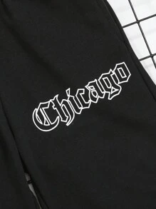 SHEIN Quần thể thao Con trai Túi Lá thư - màu đen - Xem 4