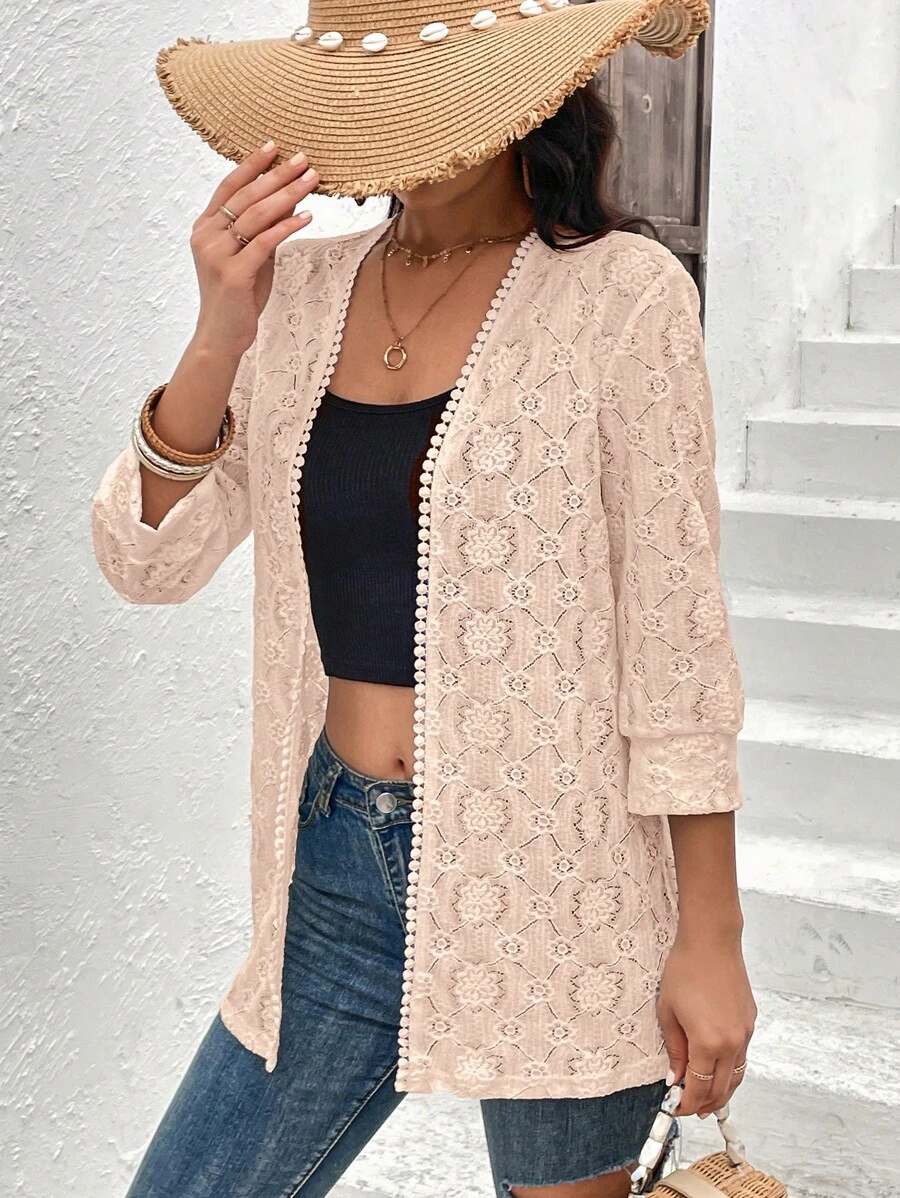 SHEIN LUNE Áo khoác nữ màu trơn Giải trí - Hồng - Xem 1