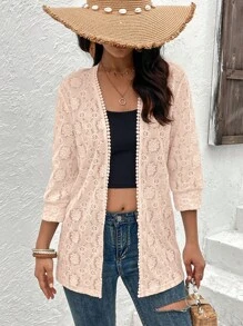SHEIN LUNE Áo khoác nữ màu trơn Giải trí - Hồng - Xem 4