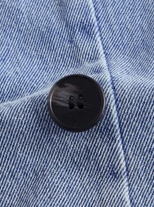 SHEIN MOD 翻蓋細節前紐扣抹胸牛仔上衣 - 淺色水洗藍 - 查看 4