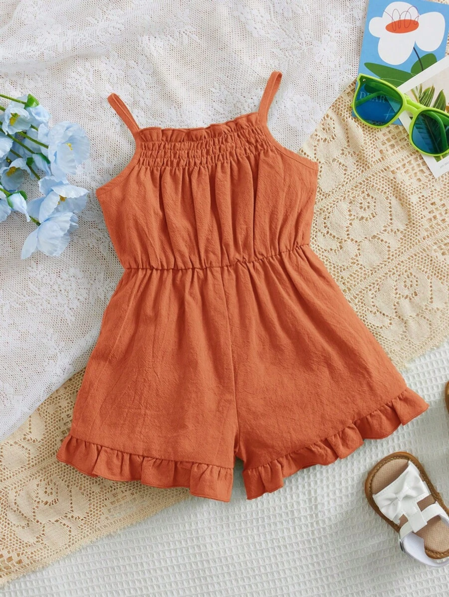 Baby Girl Ruffle Hem Cami Romper