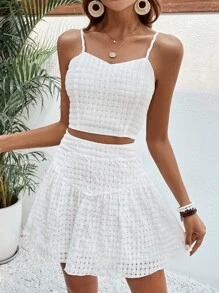 Breezaya 素色吊帶上衣&荷葉邊半身裙 - 白色 - 查看 4