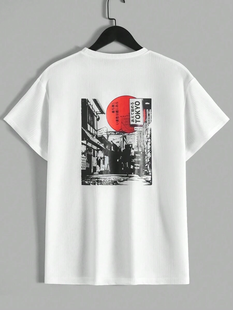 SHEIN Cottnline Brev Enkel T-shirts för män - Vitt - Visa 1