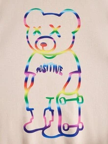 RueChic Men Bear & Letter Graphic Tee - Apricot - View 3