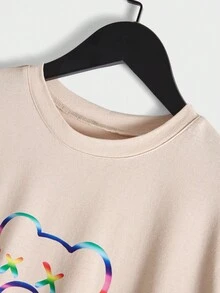 RueChic Men Bear & Letter Graphic Tee - Apricot - View 4