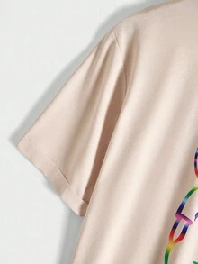 RueChic Men Bear & Letter Graphic Tee - Apricot - View 5