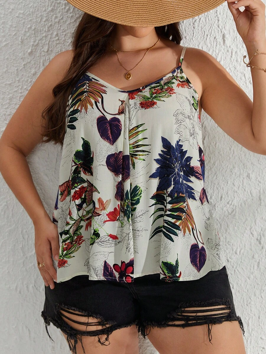 SHEIN VCAY Áo hai dây Plus Size Nhiệt đới Boho - Nhiều màu - Xem 1