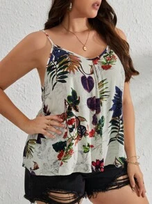 SHEIN VCAY Áo hai dây Plus Size Nhiệt đới Boho - Nhiều màu - Xem 3
