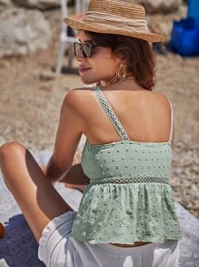SHEIN Frenchy 圓點荷葉擺吊帶上衣 - 薄荷綠 - 查看 2