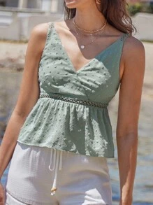 SHEIN Frenchy 圓點荷葉擺吊帶上衣 - 薄荷綠 - 查看 4