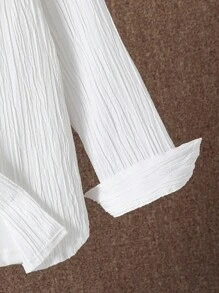 SHEIN Áo sơ mi bé trai Nút phía trước màu trơn Giải trí - trắng - Xem 5