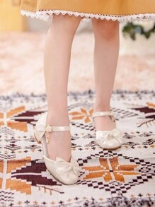 Summer Party Elegant Princess Style Champagne Color Bowknot Children High-Heeled Sandals, Champagne Color Hot Item For Girls