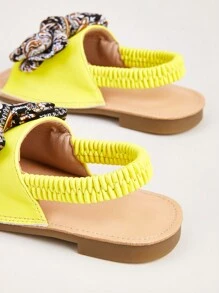 Girls Paisley Print Bow Decor Slingback Sandals - Yellow - View 2