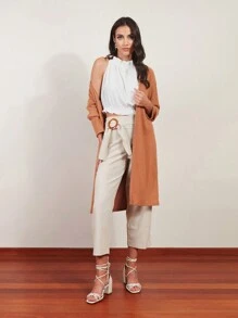 SHE(IN) BRASIL 素色荷葉邊露背掛脖上衣 - 白色 - 查看 4