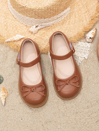 Girls Bow Decor Mary Jane Flats