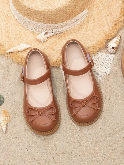 女孩蝴蝶結裝飾瑪麗珍平底鞋