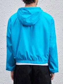 Manfinity VCAY 1pc Solid Drawstring Hooded Jacket - Mint Blue - View 2