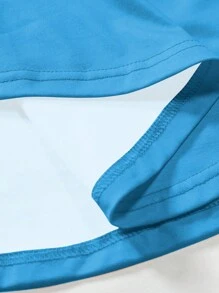 Manfinity Homme Men Letter Graphic Ombre Curved Hem Tee - Blue and White - View 3