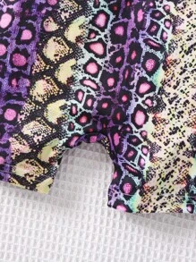 小女童滿版印花吊帶連體短褲 - 彩色 - 查看 4