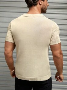 Manfinity NXTstreet 男士素色網眼針織上衣 - 杏色 - 查看 2