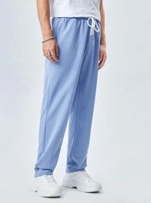 Manfinity RebelGame Men Letter Graphic Drawstring Waist Sweatpants - Baby Blue - View 4